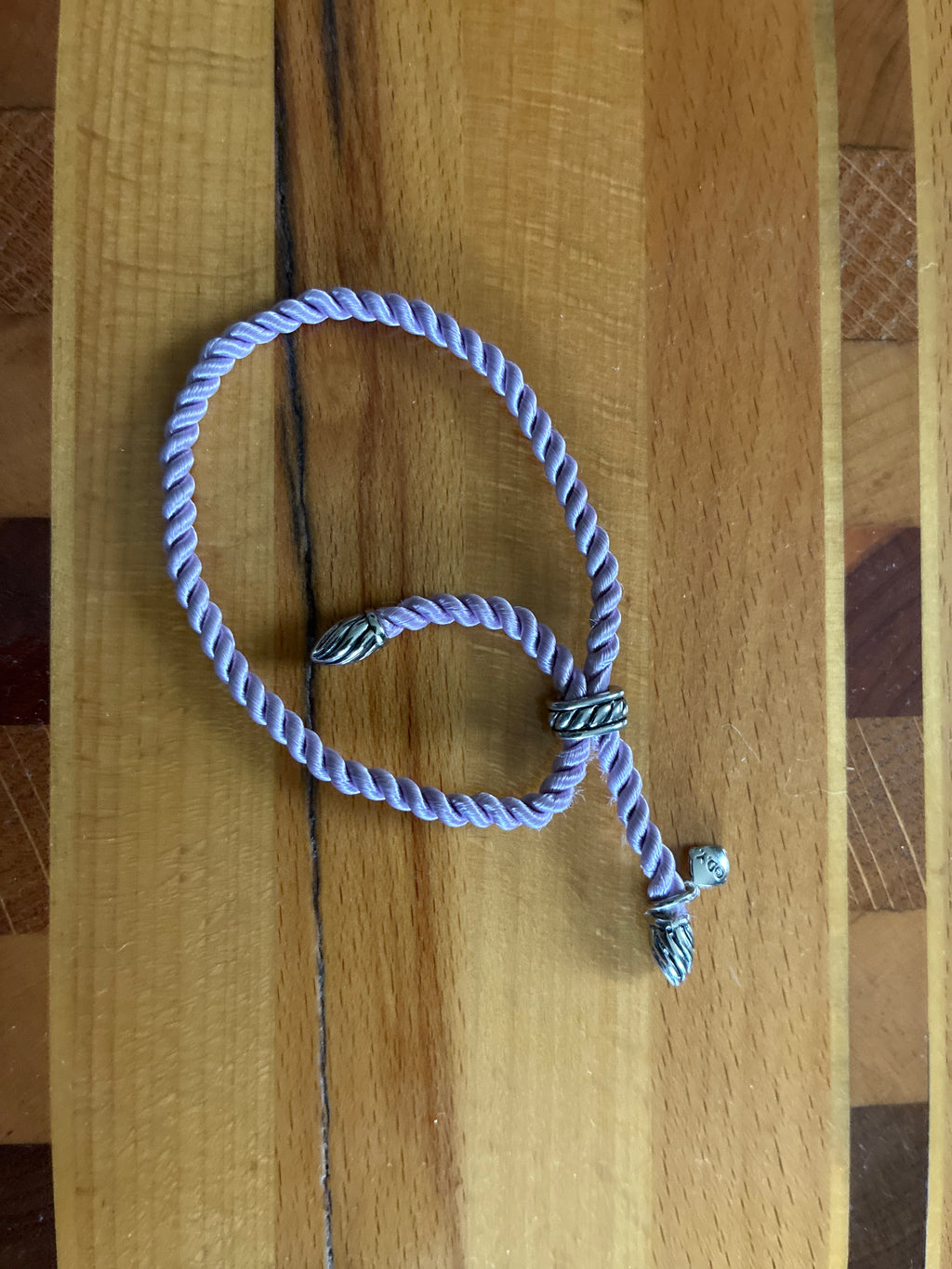 David Yurman Lavender Silk Rope Adjustable Cord Bracelet