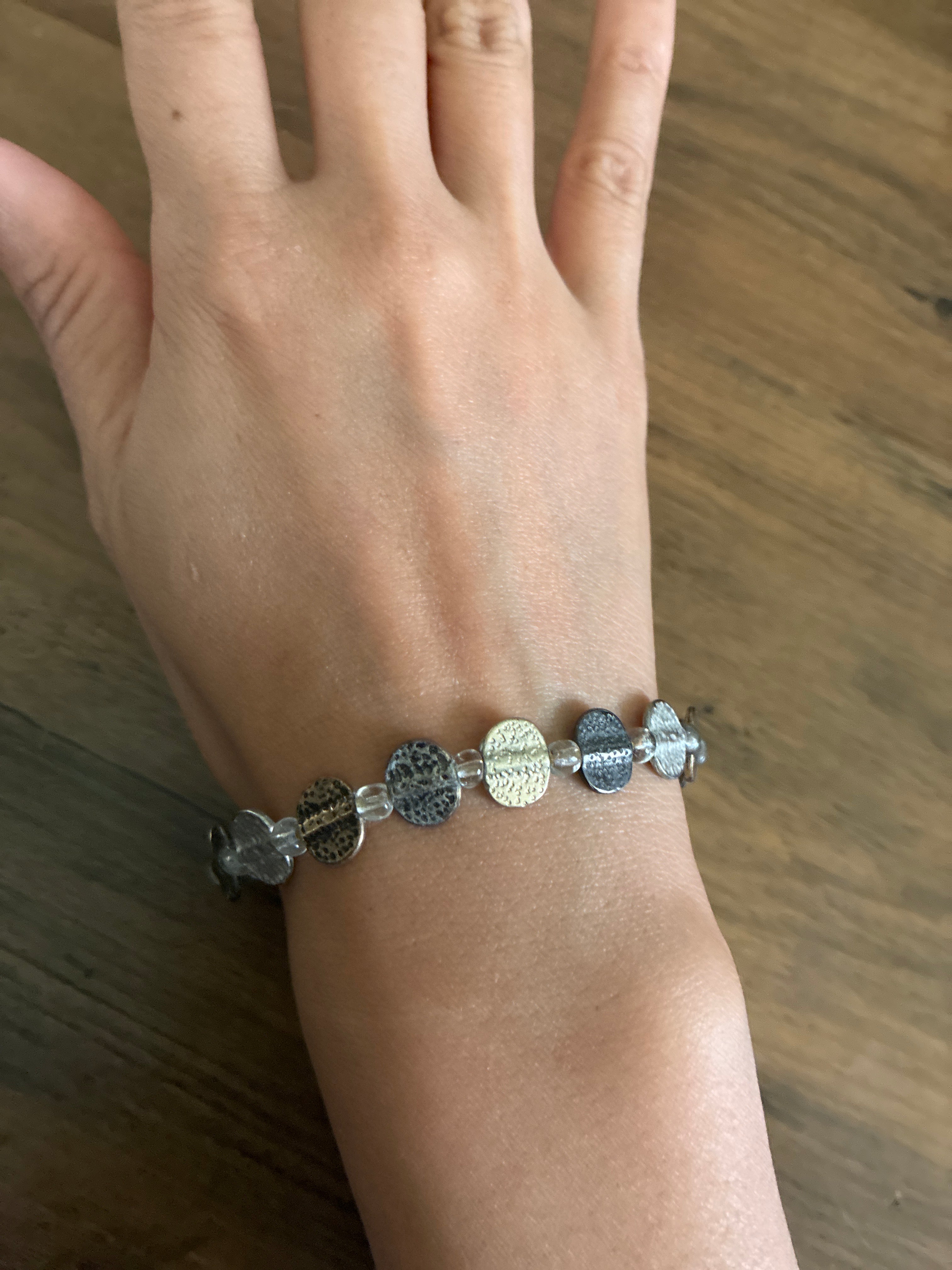 Two tone Metal Stretch Bracelet