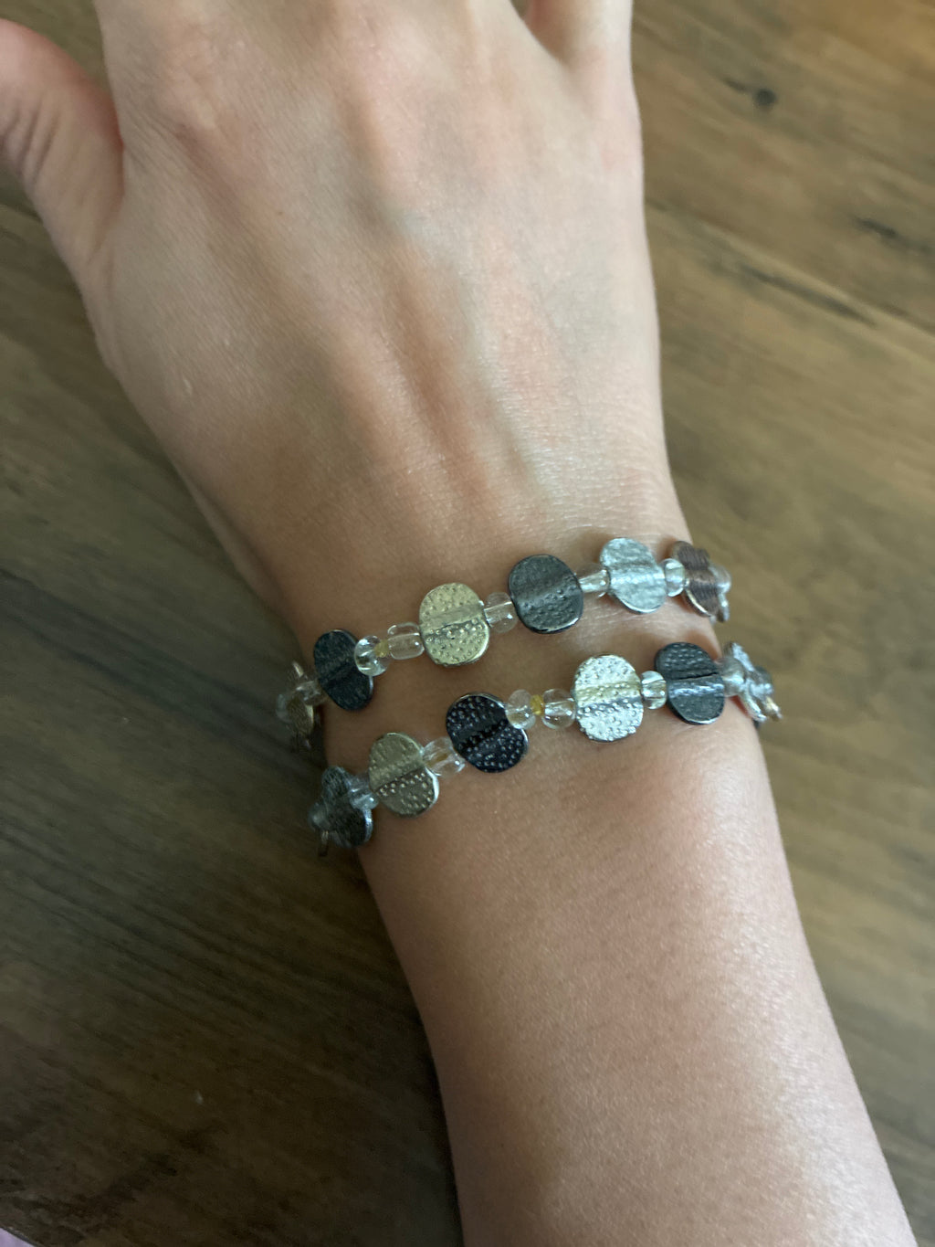 Two tone Metal Stretch Bracelet