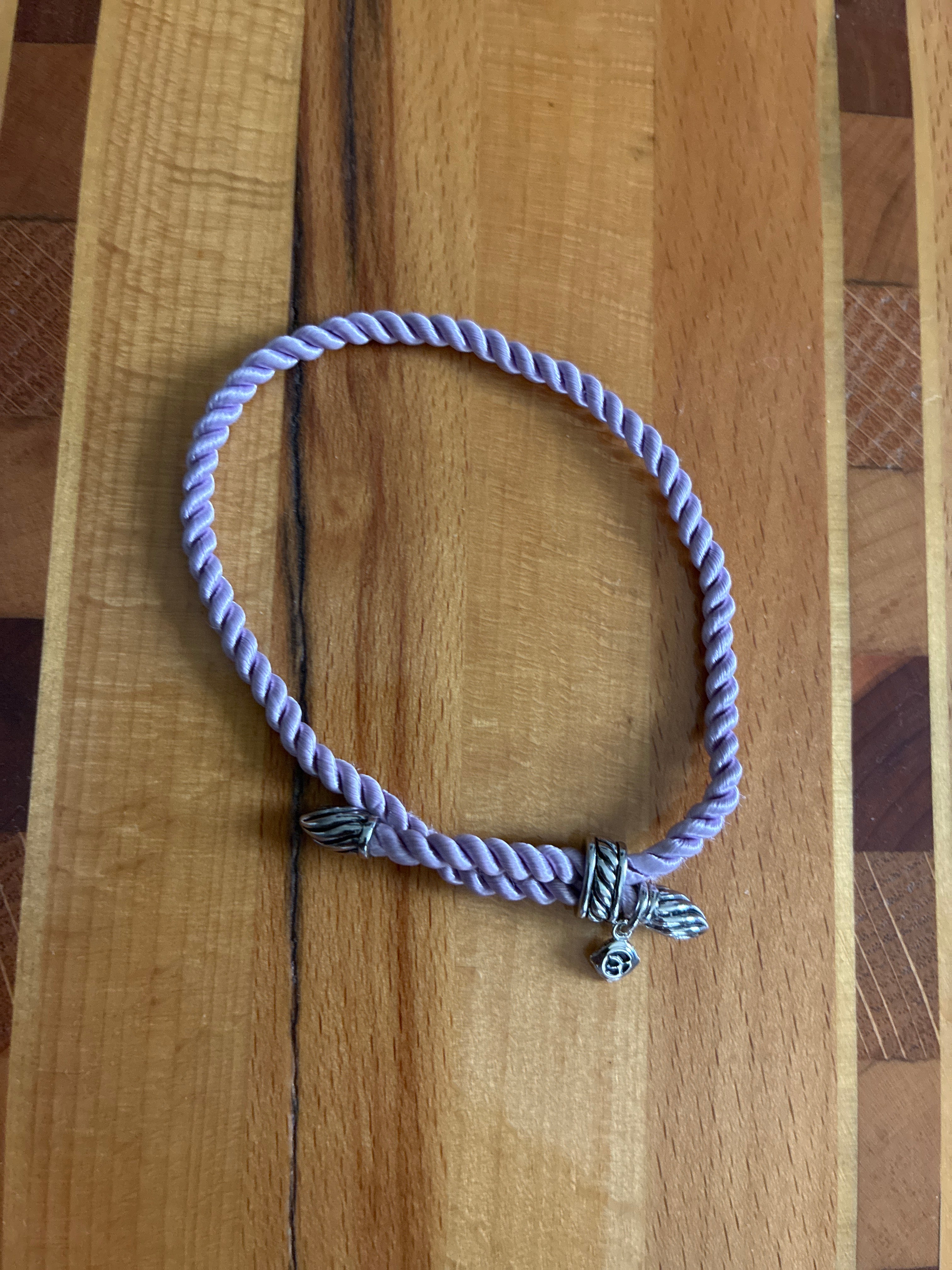 David Yurman Lavender Silk Rope Adjustable Cord Bracelet
