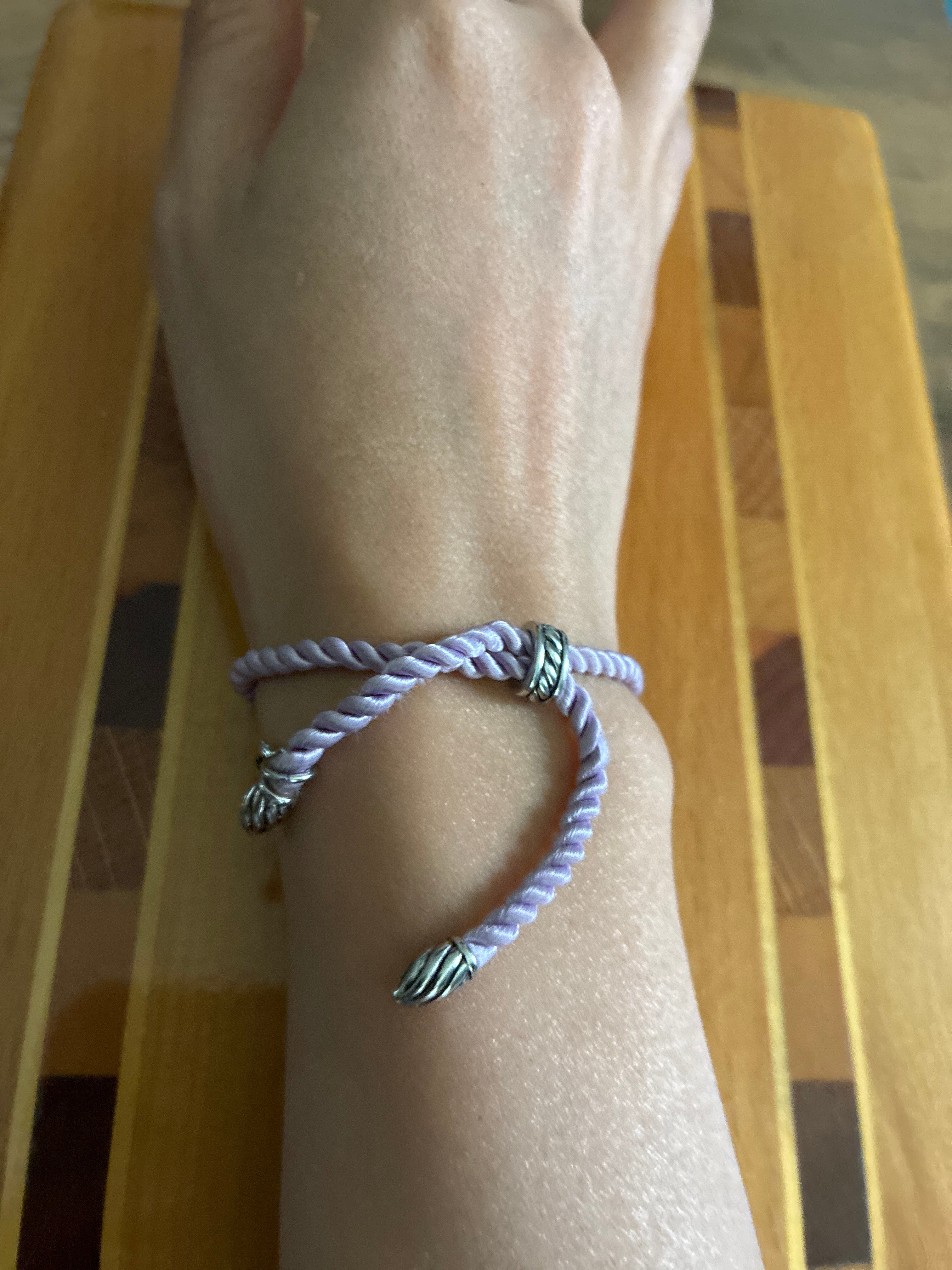 David Yurman Lavender Silk Rope Adjustable Cord Bracelet