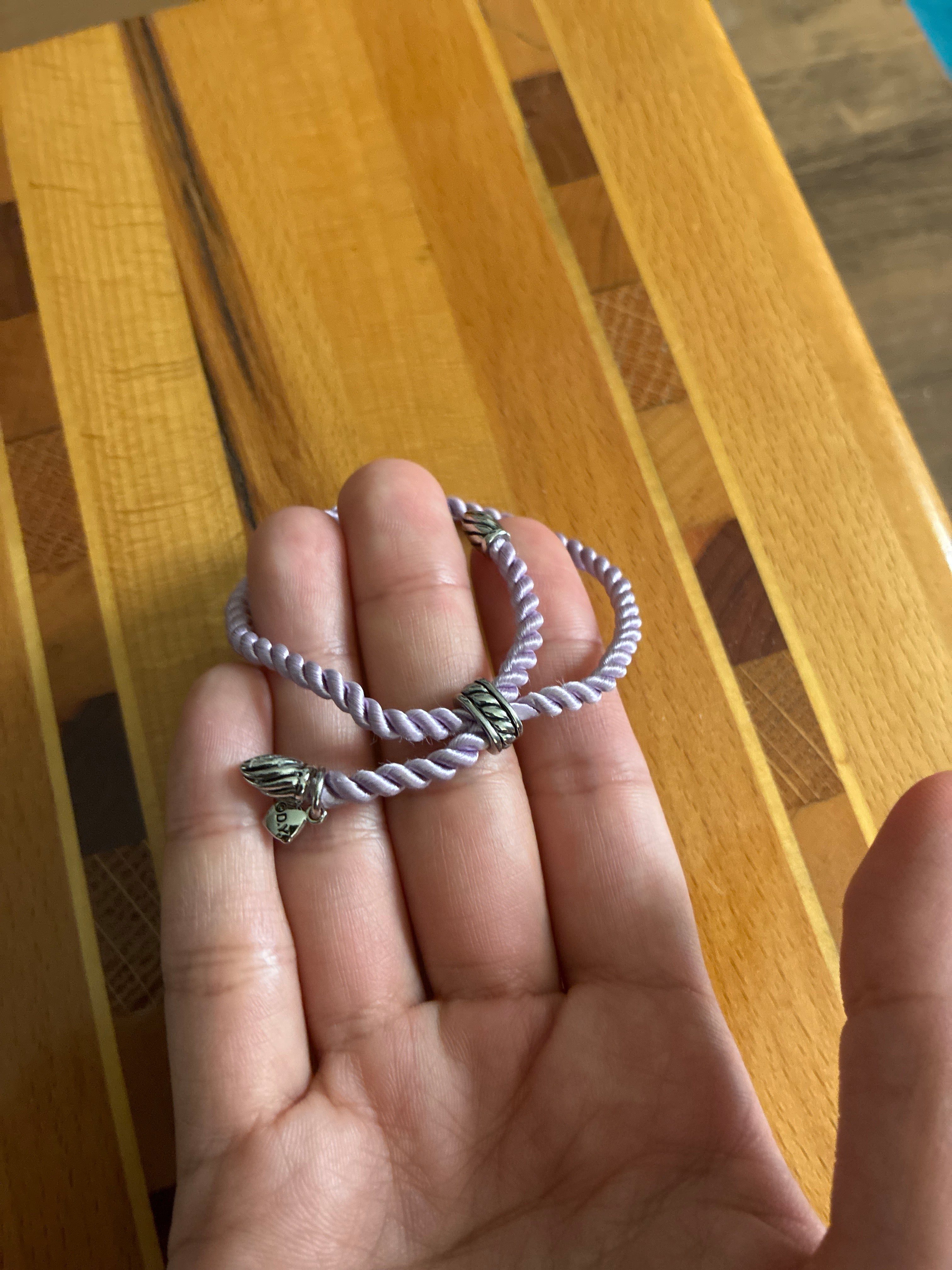 David Yurman Lavender Silk Rope Adjustable Cord Bracelet