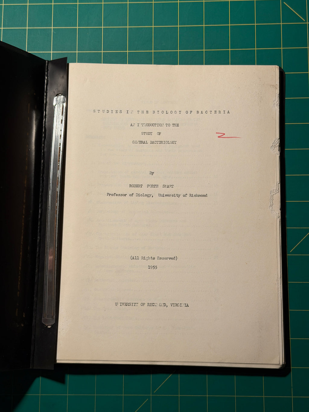 Bacteriology - Manuscript, Used Acceptable