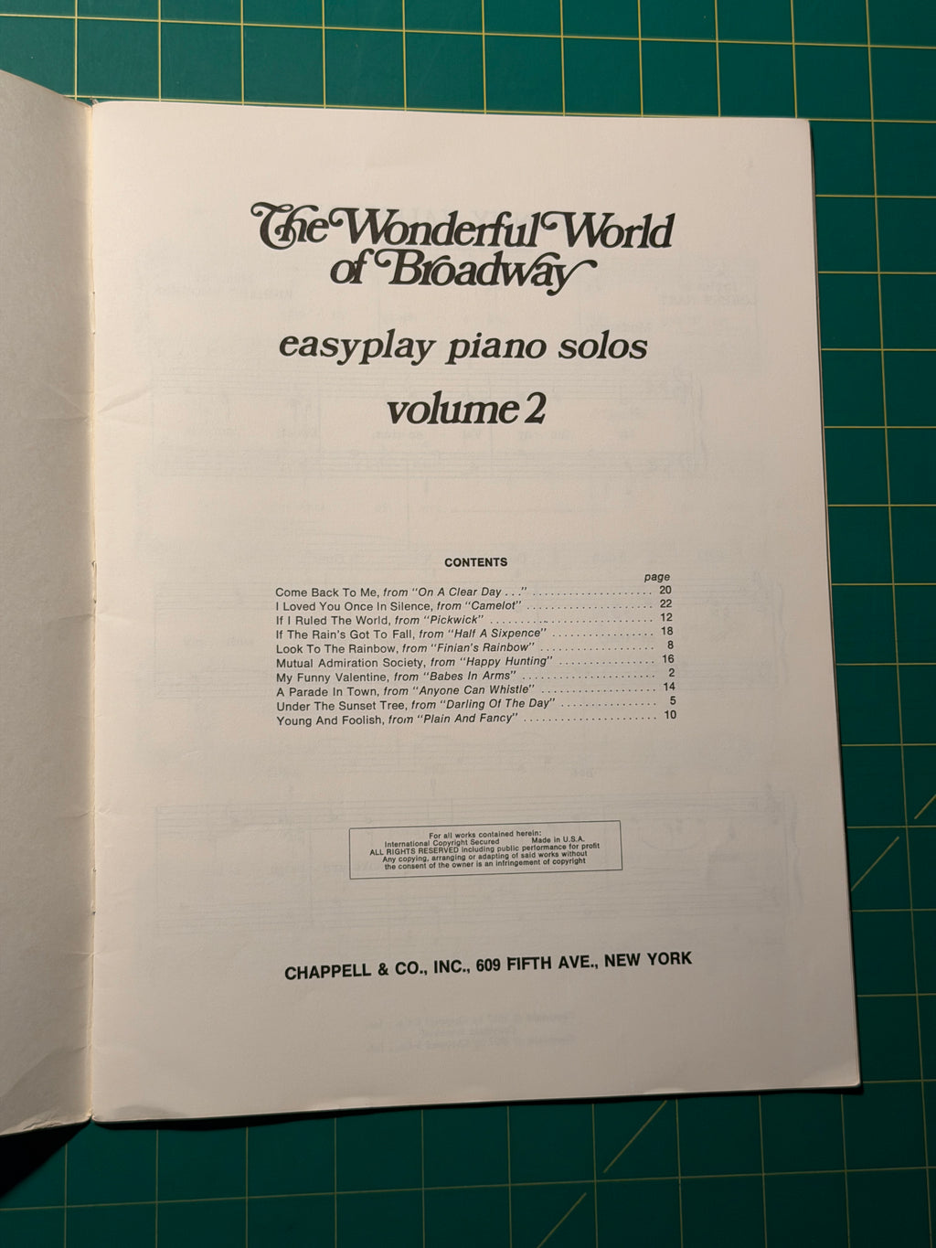 The Wonderful World of Broadway - Sheet Music, Used Acceptable