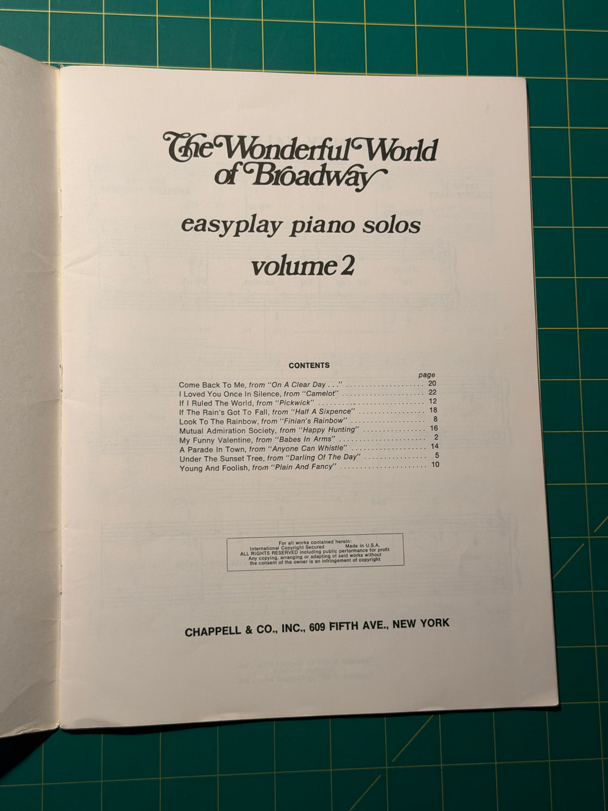 The Wonderful World of Broadway - Sheet Music, Used Acceptable